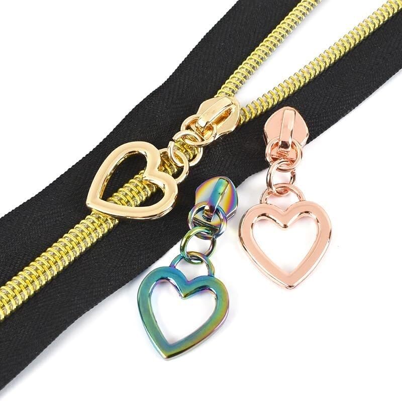 Tirador de cremallera Tirador de cremallera de repuesto 10/30 piezas 5 # Deslizadores de cremallera for cremalleras de nailon Bolsa Cabezal de tirador de cremallera de corazón Kit de reparación de cos