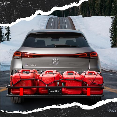 Image of Mockins Folding Luggage Rack for SUV Car Truck ATV & More | 500 lb. Capacity Steel Trailer Hitch Cargo Carrier 60 inchx20 inchx6 inch with Cargo Carrier Hitch Mount Accessories