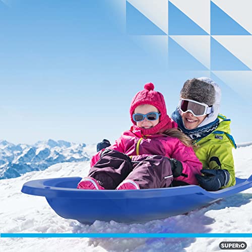 Image of Superio Toboggan Snow Sled for Kids and Adults, 46 inch Heavy Duty Plastic Open Back Slider with Handles and Hole for Pull Ropes- (Ropes Excluded) Kid and Adult Winter Fun