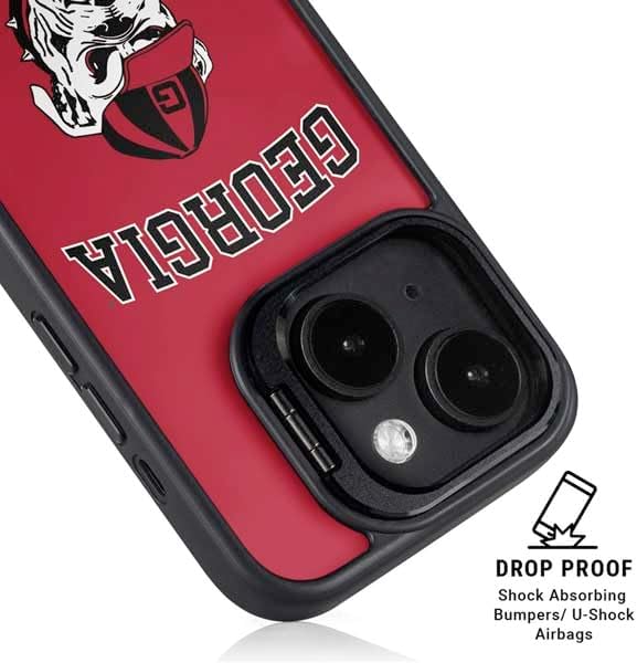 Skinit Kickstand Phone Case Compatible with iPhone 16 - Officially Licensed University of Georgia Bulldogs Logo Design