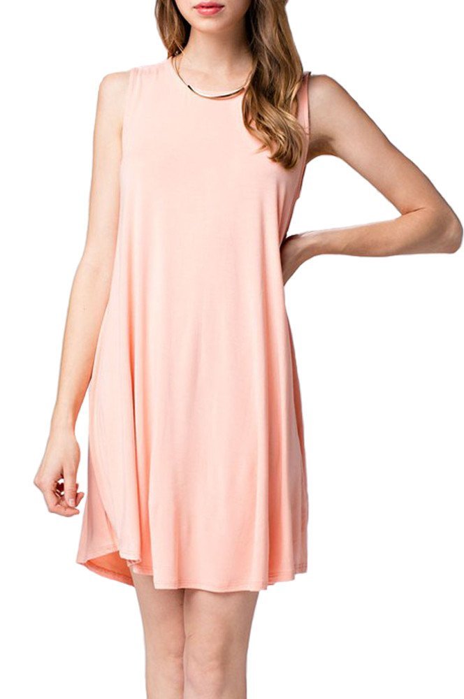 Women's Ultra Soft Bamboo Sleeveless Swing Dress w/Pockets (XS-XL), Made in USA