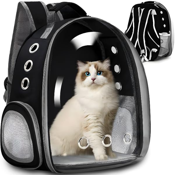 Retoo Katzenrucksack Hunderucksack mit Vornes Transparentes Fenster und Reißverschluss, 42x35x25cm, Transporttasche mit Belüftungslöchern,...