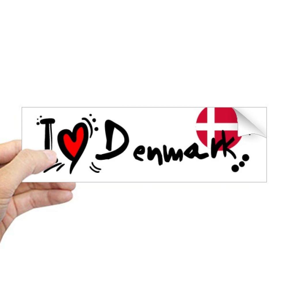 Calcomanía rectangular con bandera de Dinamarca e ilustración de corazón duradera 4