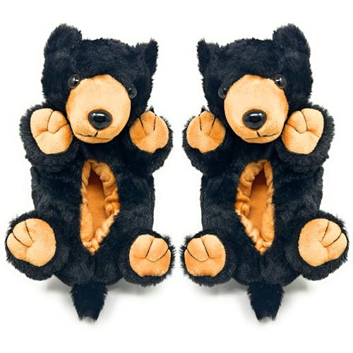 Image of Women's Animal Plush Slippers, Cute Cozy Fuzzy House Shoes Non-Slip Sole