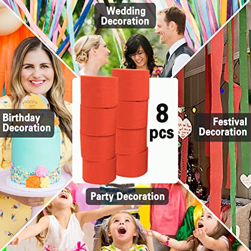 Image of Orange Crepe Paper Streamers 8 Rolls, Party Streamers for Birthday Wedding Baby Bridal Shower Decorations Halloween Christmas Craft Supplies (1.8 Inch x 82 Ft /Roll,656ft)
