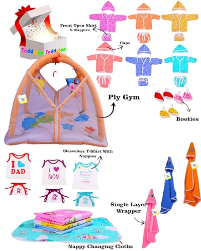 Image of Toddylon All in One Daily Essential in One Pack 36 in 1 New Born Baby Products Gift Packs | Hospital Kit Combo | Infants Boys Girls | Perfect for Newborns | Ideal for 0-6 Months (Orange)