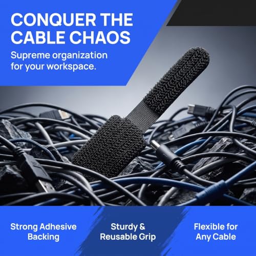 Zerodeko 24PCS Ganchos y Lazos para Cables, Correas Autoadhesivas para Gestión de Cables, Organizadores Reutilizables para Cables, Control de Cables para TV Bajo Escritorio para Hogar y Oficina miniatura 7