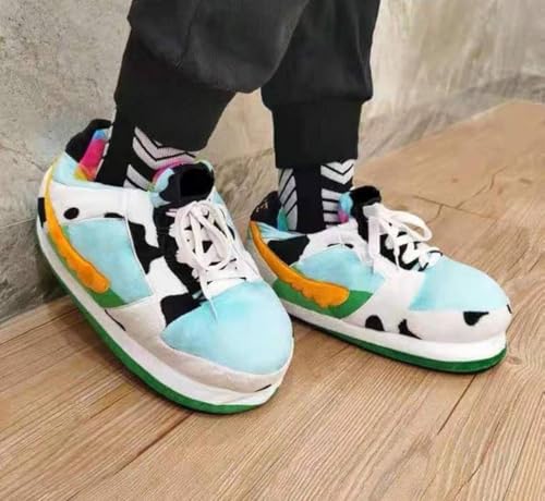 Image of Warm Furry Sneakers Slipper Comfy House Shoes Winter Plush Fuzzy Slipper Shoes For Women Men One Size Fits Most Fluffy Slides For Indoor Outdoor Bigfoot Gifts Houseshoes
