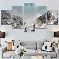 SIGNWIN 5 Panel Canvas Wall Art Winter Forest for Home Decorations Ready to Hang - 60