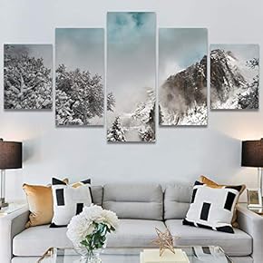 SIGNWIN 5 Panel Canvas Wall Art Winter Forest...
