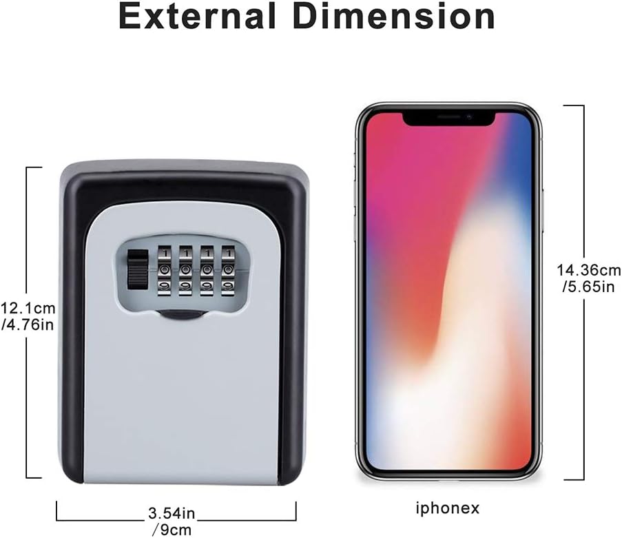 ZHEGE Key Safe Wall Mounted, 4 Digit Combination Lockbox, Weatherproof