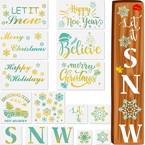 15 Plantillas Let It Snow Plantilla de Letrero de Porche para Pintar...