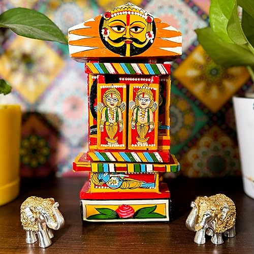 Image of Antique Showpiece Wooden Handicraft for Living Room Home Decor - Handmade Heritage Ethnic Accent for House Warming Gift and Home Decoration | Ram Krishna