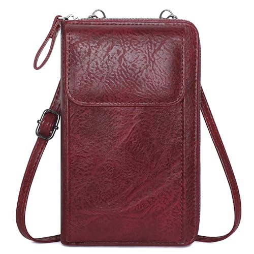 Image of KUKOO Small Crossbody Bags for Women PU Leather Cell Phone Purse Wallet with Credit Card Slots