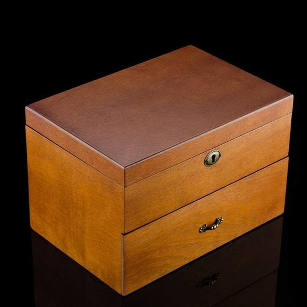 Uhrenbox 20 Slots Massivholz Herren Uhrenbox Vitrine Sammlung Schmuckschatulle Aufbewahrung Retro Double Layer Uhrenschachtel (Color : A, Size : 31 * 21 * 19cm)