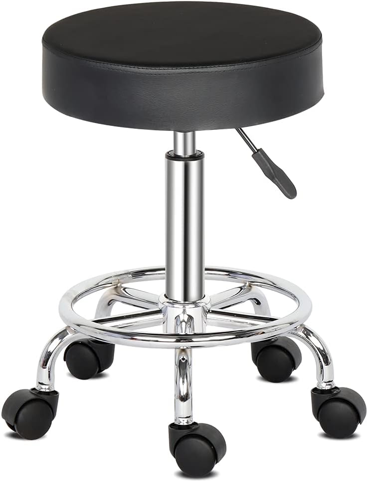 Bar Stool, Modern Swivel Backless Round Barstool, PU Leather Armless bar Chair with Height Adjustable, Chrome Footrest, Sturdy Metal Frame for Kitchen Dining Living Bistro Pub