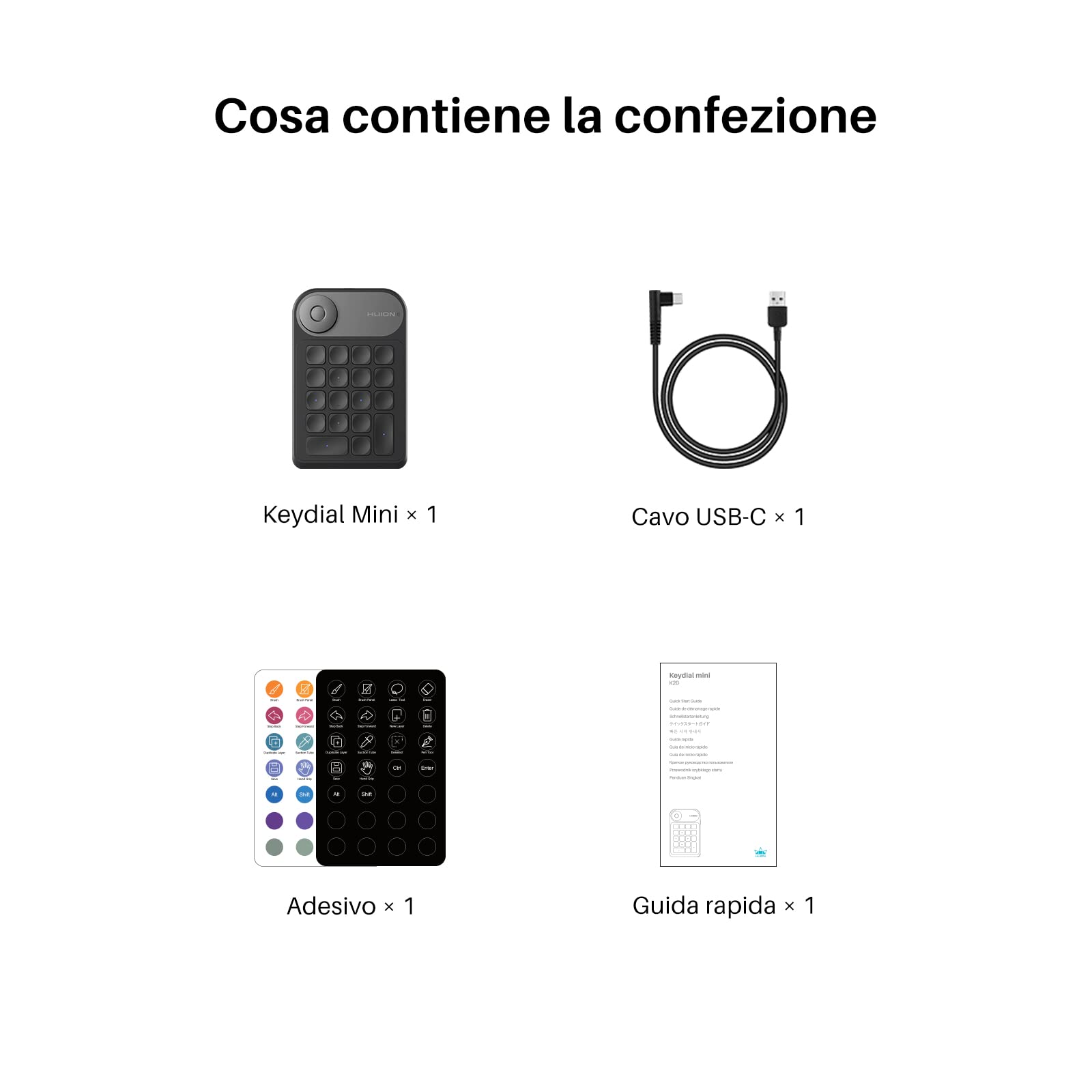 HUION Keydial Mini K20 Tastiera Remota Bluetooth 5.0 per Display da Disegno e Tavoletta Grafica con Controller a Quadrante+18 Tasti Personalizzati, Tastiera Portatile per PC, Laptop, Mac