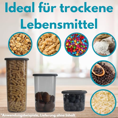 Vorratsdosen mit Deckel luftdicht diverse Sets Küchenorganizer Aufbewahrungsbox BPA frei stapelbare Vorratsbehälter für sämtliche Lebensmittel 'wie Zucker Mehl und Müsli' (4x 1200ml & 1x HLKauf-Block)