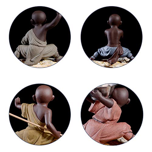 Juego de 4 Estatuas de Buda de Cerámica 4.7 in Altura miniatura 6