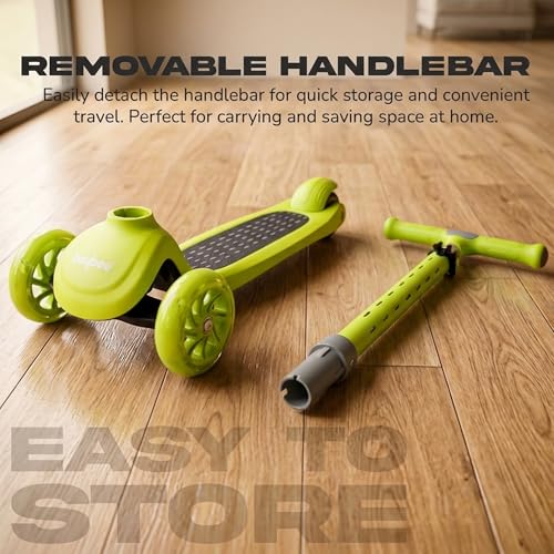 Image of Baybee Zyro Kick Scooter for Kids | 3 Wheel Kids Scooter with 3 Height Adjustable & LED Lights | Skate Scooters with Music & Foot Brake | Indoor Outdoor Toddler Scooters for 2 to 10 Years (Green)