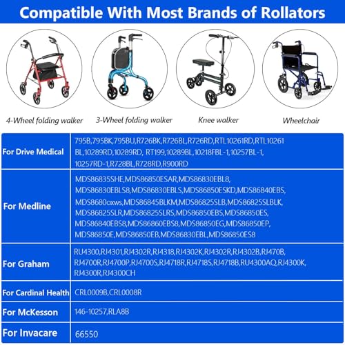Image of Hand Brake with 41'' Cable Compatible with Medline Lumex 4-Wheel Folding Drive Rollator Rolling Walker Transport Wheelchair Mobility Knee Walkers Senior Medical Accessories
