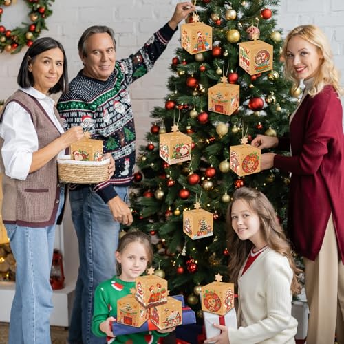 Qpout 27Pcs Christmas Kraft Paper Candy Boxes for Gift Giving,3D Xmas Goody Gift Cookies Treat Boxes,Decorative Christmas Favor Boxes for Holiday Xmas Party Favors Supplies Bag Fillers – Image 5