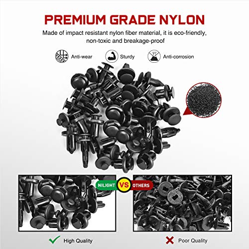 Image of Nilight Car Retainer Clips Fastener Remover 6.3mm 8mm 9mm 10mm Expansion Screws Replacement Kit Bumper Push Rivet Clips for GM Ford Toyota Honda Chrysler,2 Years Warranty, 120PCS Clips & Remover