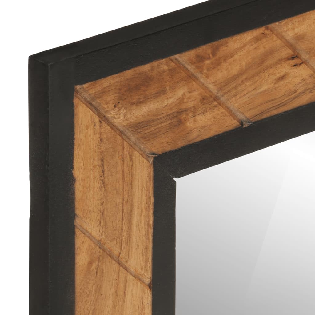 Akazienholz Spiegel 60x55 cm Wandmontage | Rechteckiger Badspiegel, Klares Glas, Für Make-up und Rasur, Platzsparend