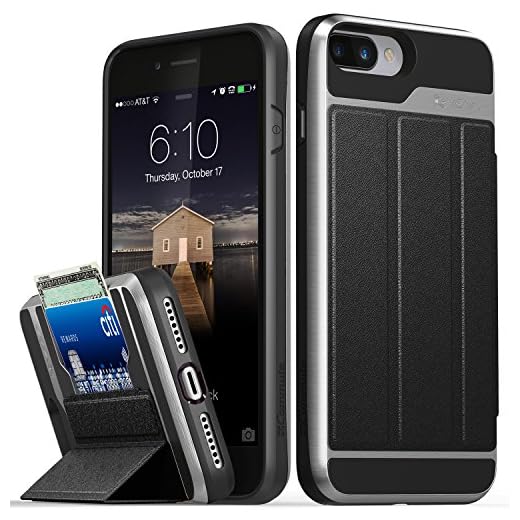 Vena iPhone 7 Plus/8 Plus plånboksfodral, vCommute (droppskydd i militärkvalitet) flip läderfodral med korthållare designat för Apple iPhone 7 Plus/8 Plus (5,5 tums) - rymdgrå