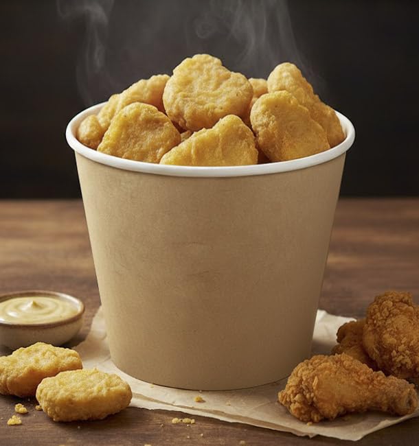 25 Cubos para Pollo, 3990ml, Envases para Fritos, Cartón Kraft, Biodegradables, Take Away, Delivery