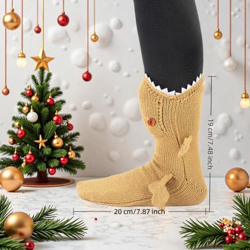 Image of LOLAT Novelty Animal Socks Knit Shark T-Rex Dinosaur Alligator Croc Sock for Christmas Gifts Creative Home Warm