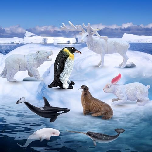 Image of Attractive Arctic Animal Toys for Kids 3+ | Realistic 10 PCs Ocean | Jungle Animals Toy Figure for Boys and Girls Birthday Gifts for Children Educational & Decor Item Shark, Whale, Janwar Toys
