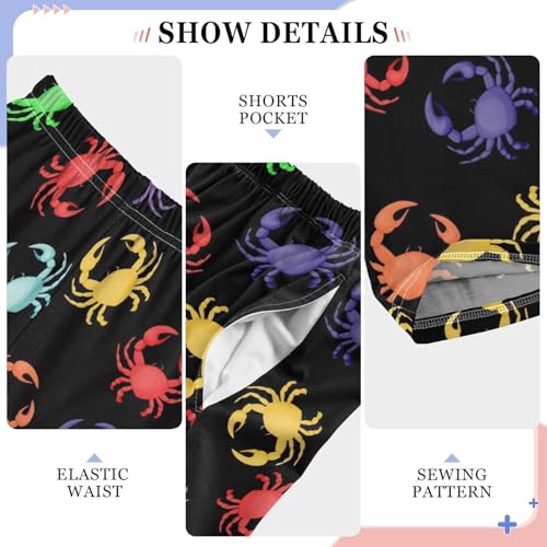 ZZXXB Colorful Crabs Boys Long Pants Soft Trousers Elastic Waist Kids Lounge Bottoms with Pockets S-XL4