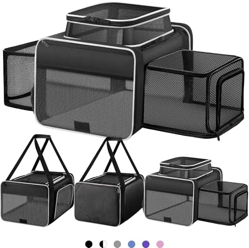 Top and 2 Sides Expandable Pet Carrier 17x11x9.5, TSA Airline Approved Small Dog Carrier for Small Dogs,Soft Side Cat Carrier with Self-Locking Zippers for Kitten,Rabbit,Puppy,Guin