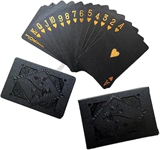 Kompakte Spielkarten aus Kunststoff mit elegantem schwarz-goldenem Design, perfekt für Poker, Blackjack und mehr