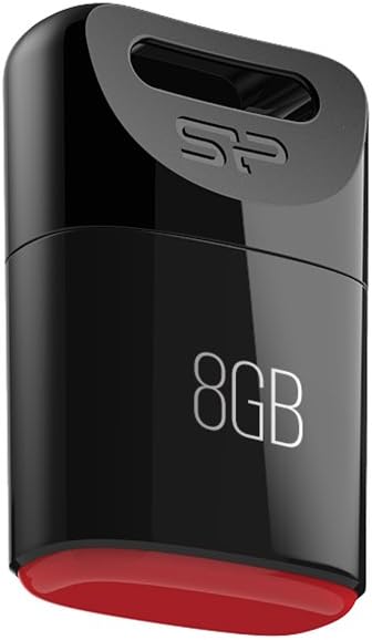 Silicon Power 8GB USB 2.0 T06 Touch Flash Drive, Black (SP008GBUF2T06V1K)