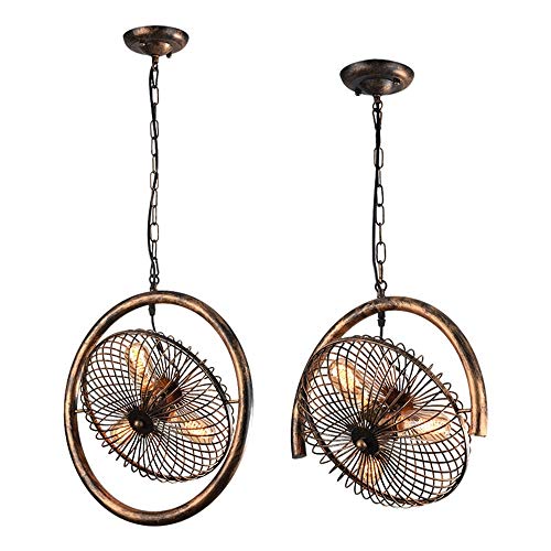 Lámpara colgante vintage retro con ventilador lámpara colgante lámpara de techo lámpara de suspensión vintage industrial industrial creativo hierro loft en círculo completo para bar cafetería