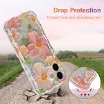 EYZUTAK Cas pour iPhone 16, Tableau coloré Retro Laser imprimé fleurs motif brillant Cute Curly Wave Edge Exquise couverture de téléphone Stylish durable TPU Housse de protection pour les femmes-vertes