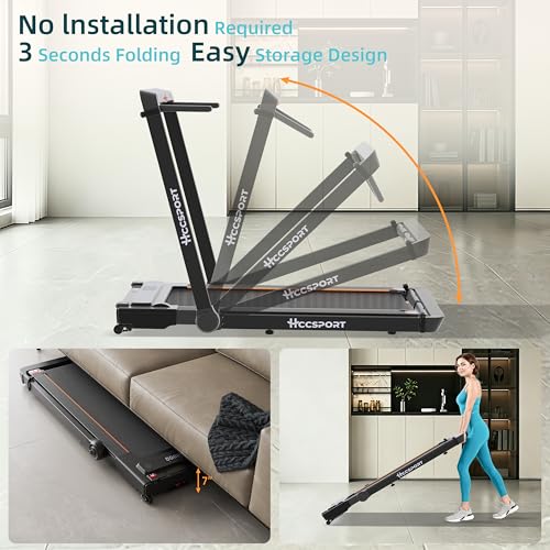 Image of Under Desk Incline Walking Pad Foldable Home Treadmill Removable Tray