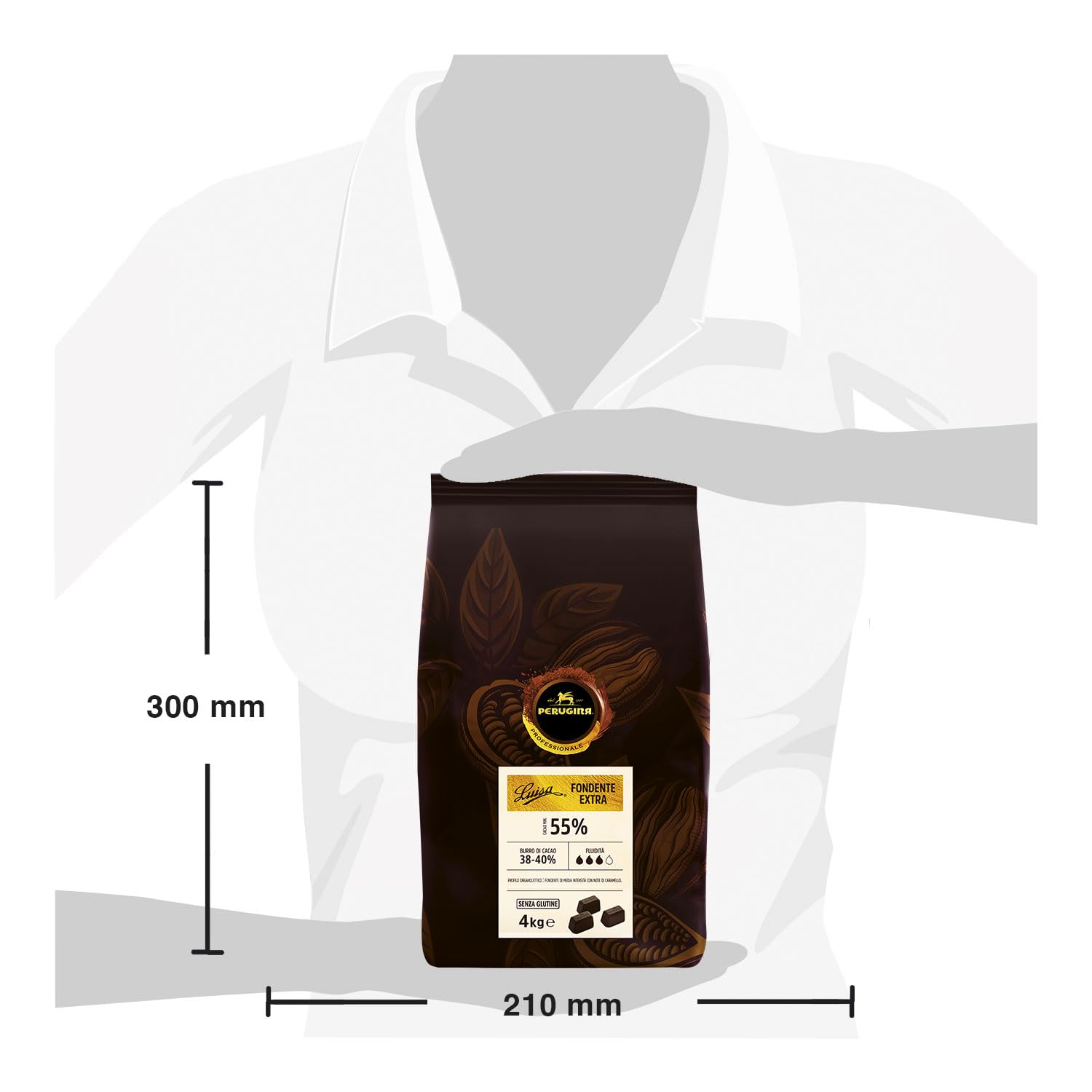 PERUGINA PROFESSIONALE Cubetti Fondente Extra Luisa 55% Sacco 4kg | Cubetti di cioccolato fondente 55% per lavorazioni professionali.