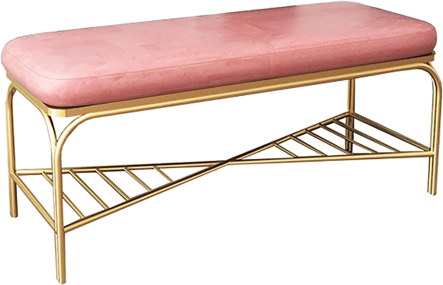 Banc d'entrée créatif en velours et métal, meuble de rangement haut de gamme