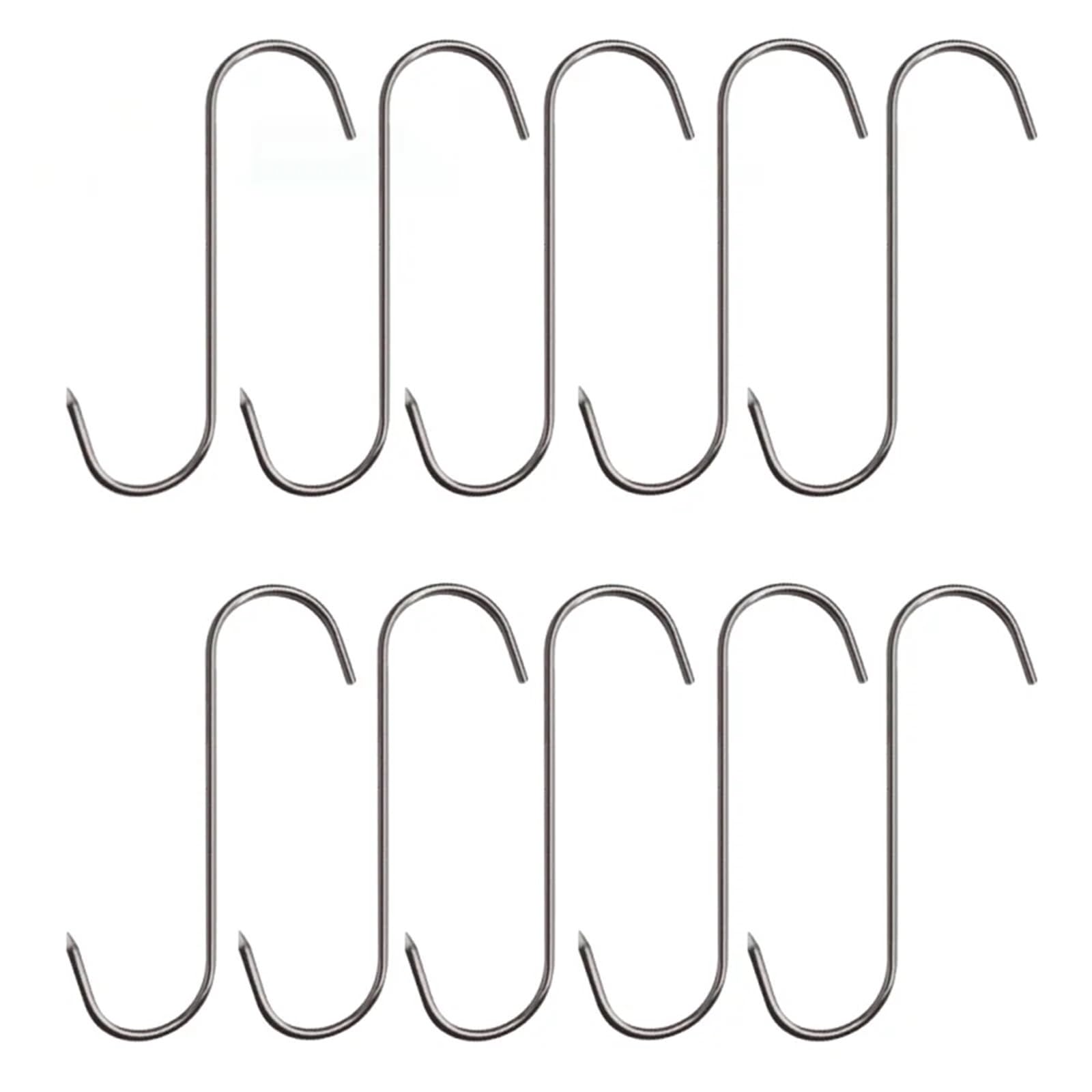 100 ganchos de acero inoxidable con puntas afiladas en forma de S for colgar carne, resistentes, for carnicería, for barbacoa, cerdo, salchichas, tocino y jamones. Para Carnes