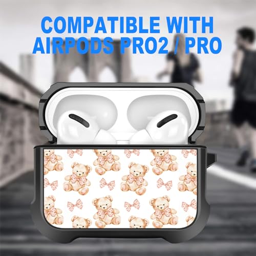 Image of MINGDAO Compatible with AirPods 4 (2024) Case, Stylish PU Leather Design and TPU Shockproof Protective Cover Case with Keychain, Bears MD7448