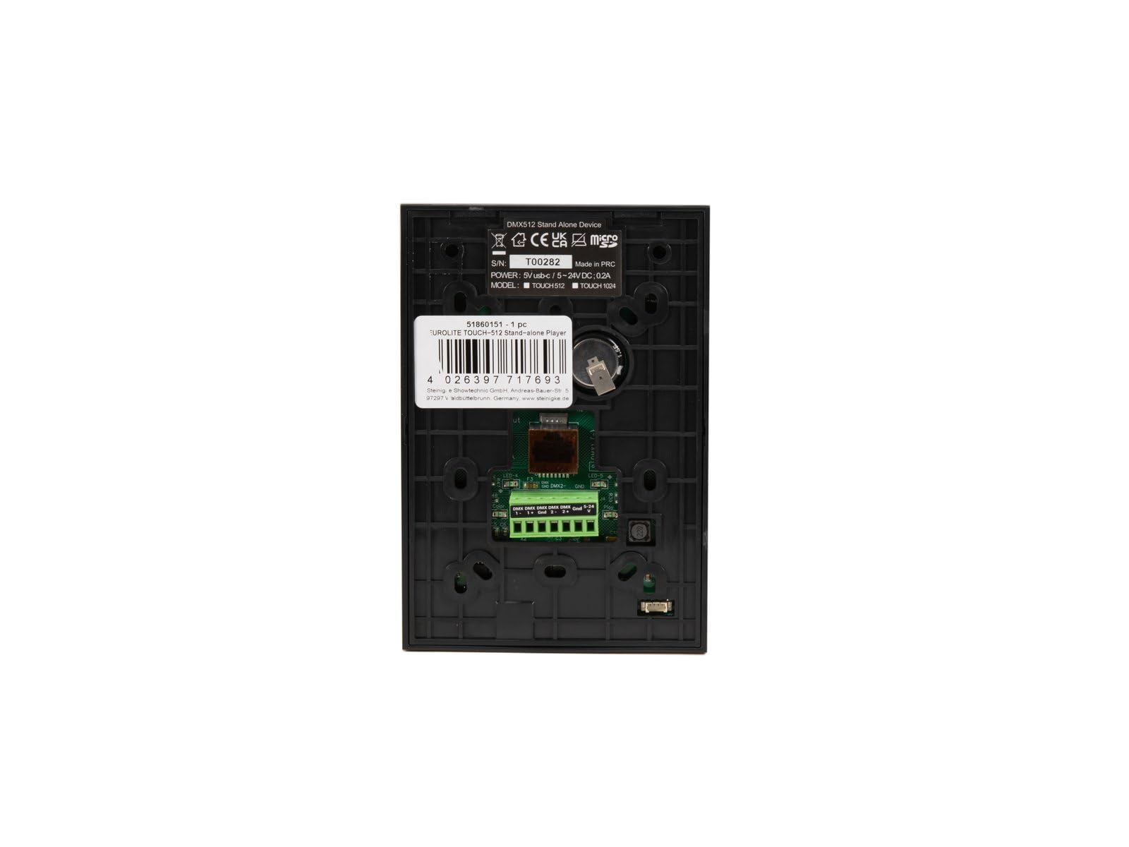 EUROLITE TOUCH-512 - Lettore standalone, controller DMX, con touchpad multifunzione e software, 512 canali