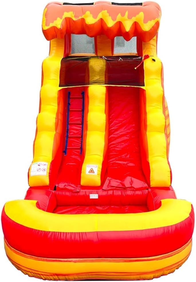 Miniatura 8 de Toboganes acuáticos inflables para niños  Toboganes de agua inflables para patio trasero con piscina de chapoteo  Tobogán de mármol de fuego con