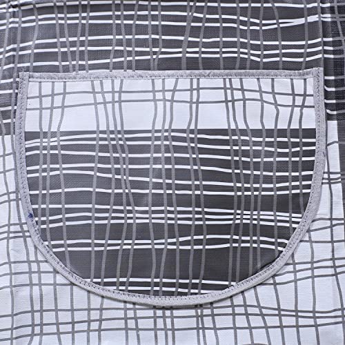 Image of Kuber Industries Apron|PVC Unique Rose & Check Print Kitchen Chef Cloth|Waterproof Centre Pocket Apron With Tying Cord for Men & Women,Pack of 2 (Maroon & Gray)