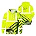HiVis Custom Hi Vis Hoodie Hi Viz Yellow Neon USA Flag High Visibility Hoodie for Men Class 3 Reflective Tapes Safety Workwear for Workers, Patriotic, Operator, Truckers