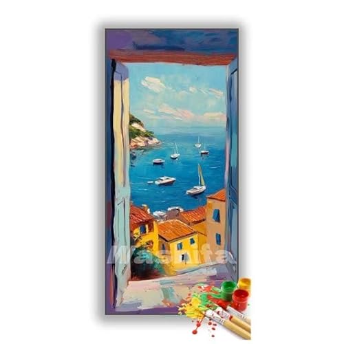 �������G �i�� �C �����h��G �L�b�g DIY ��l ���S�Ҍ��� �f�W�^�����G ��h�� �����L�b�g�ɂ��G�� Paint By Numbers �A�N�����y�C���g ���ʉ� �����Ńy�C���g �z�[�� �I�t�B�X���� �M�t�g 20x40 cm, �t���[���Ȃ�