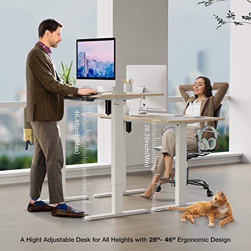 Sweetcrispy Electric Standing Desk,48 x 24in Adjustable Height Electric Stand up Desk Standing Computer Desk Home Office Desk Ergonomic Workstation with 3 Memory Controller, Bamboo Texture