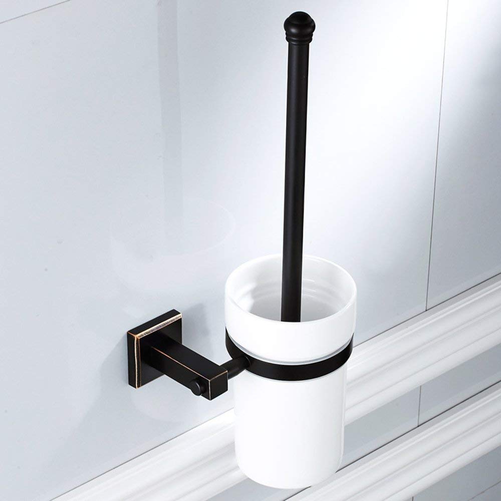 Trousse de nettoyage de toilettes GZZ murale pour une salle de bain noire et rétro